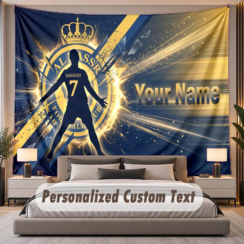 Custom Name Text Tapestry Cristiano Ronaldo Personalized Polyester Wall Tapestry For Bedroom And Room