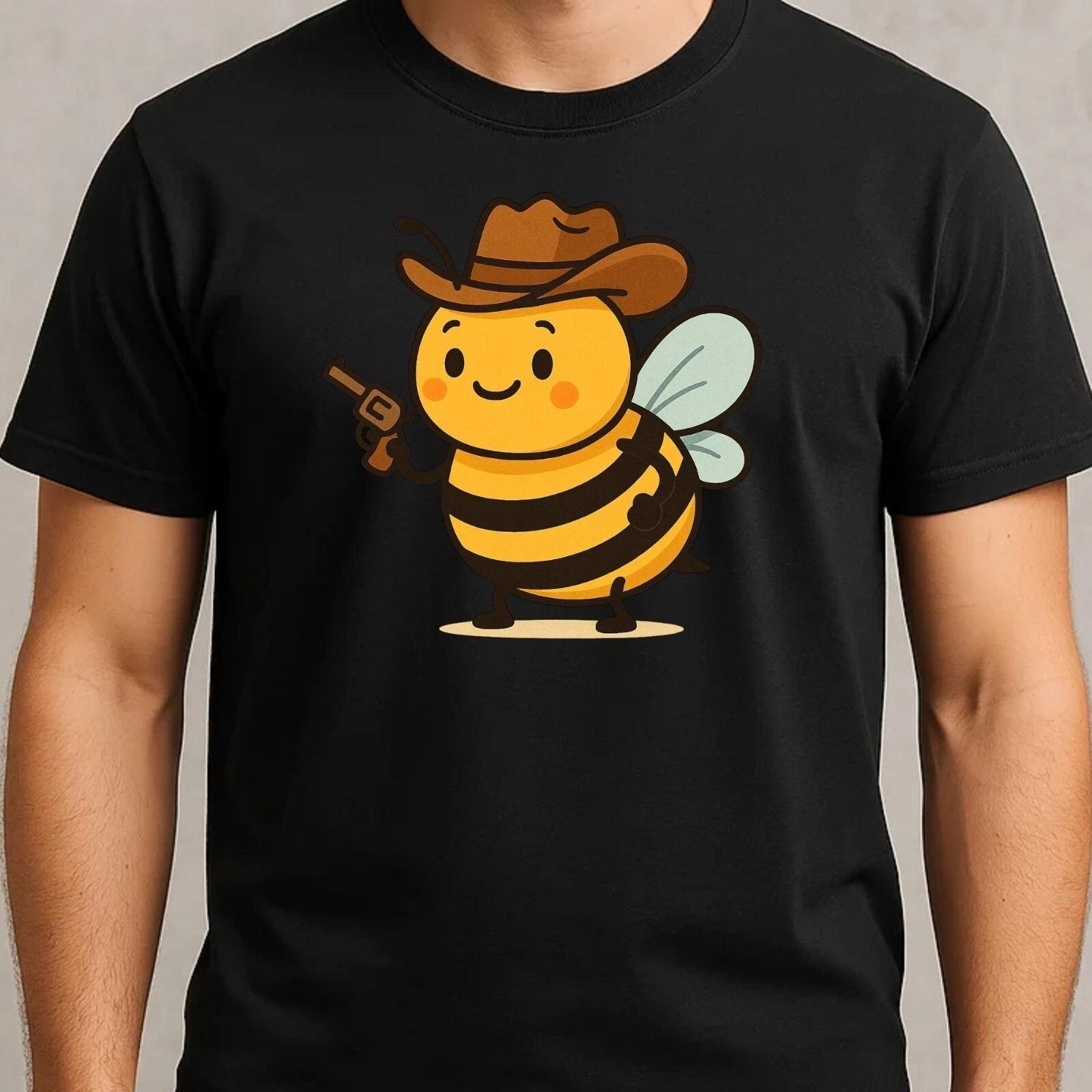 T-Shirt Herren Cowboy Biene Motiv Baumwolle Größe S bis 5XL M