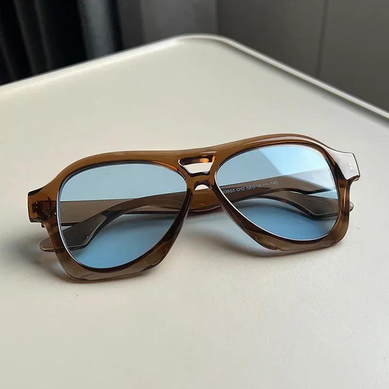 Fashion Oversized Double Bridges Pilot Sunglasses Women Retro Jelly Color Shades UV400 Men Trending Punk Sun Glasses