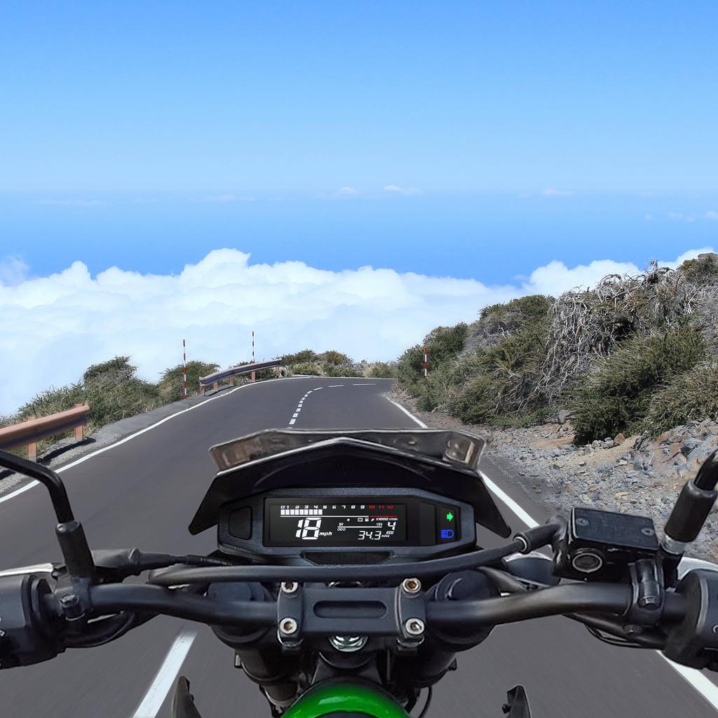 Mini Universal Drehzahlmesser für Motorrad LCD Digitaler Tacho Kilometerzähler Elektromotorrad Geschwindigkeitsmesser Moto Zubehör