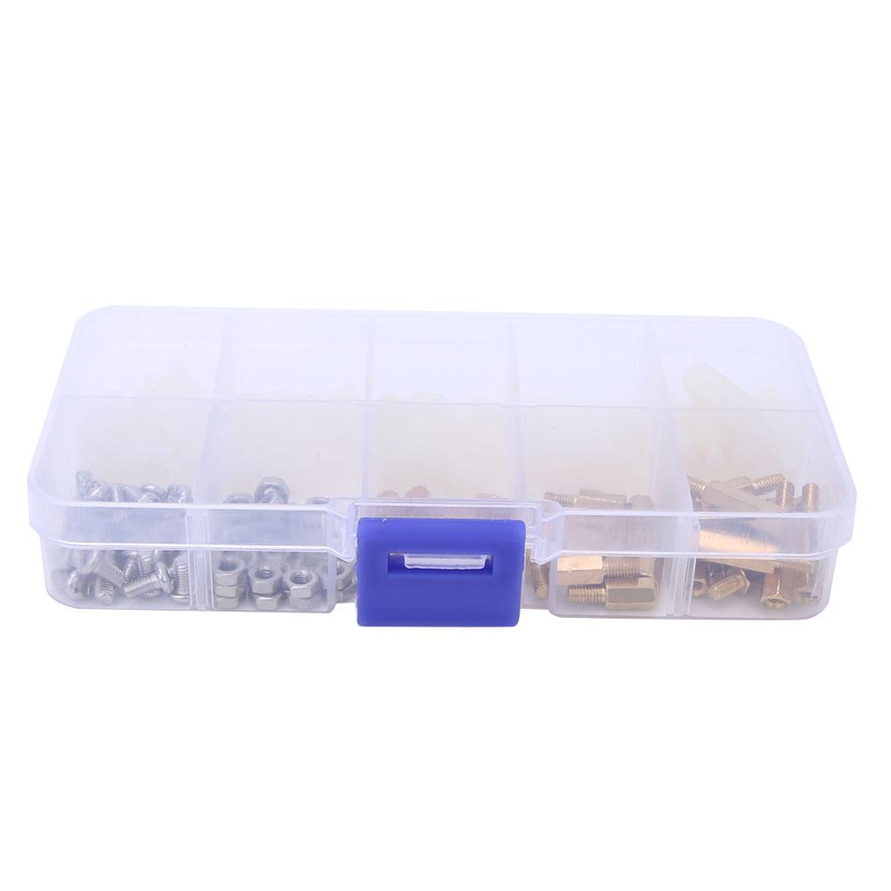 

Набор латунных стоек, нейлоновых и из нержавеющей стали шестигранных гаек и винтов, 180 шт., ассортиментный набор M3