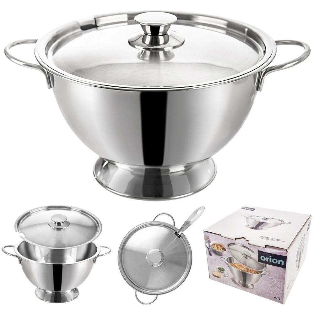 Zuppiera in Acciaio Inossidabile con Coperchio con Slot per Mestolo 4.5L