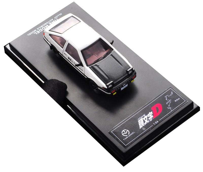 TimeMicro Toyota AE86 Trueno Black Hood Initial D Diecast 1/64 White/Black белый