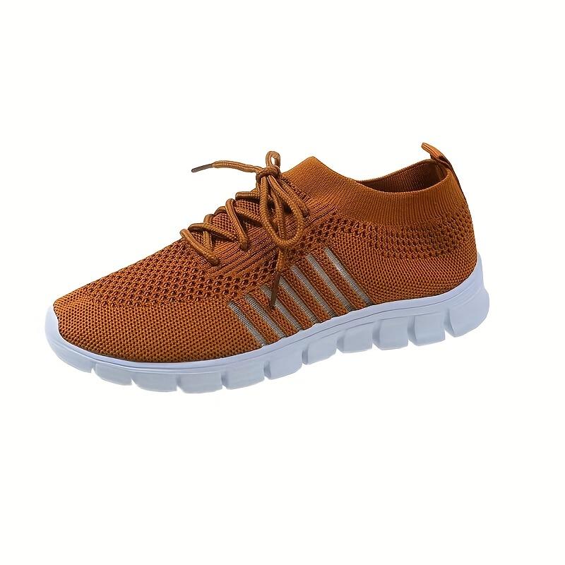 Women's Knit Lightweight Mesh Sneakers, Breathable Mesh Lace-Up Running Shoes, Women's Footwear