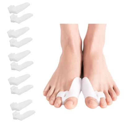 5 paia di separatori per dita in gel di silicone per il sollievo dell'alluce valgo, protezione per l'alluce valgo, distanziatore a due fori per dita sovrapposte