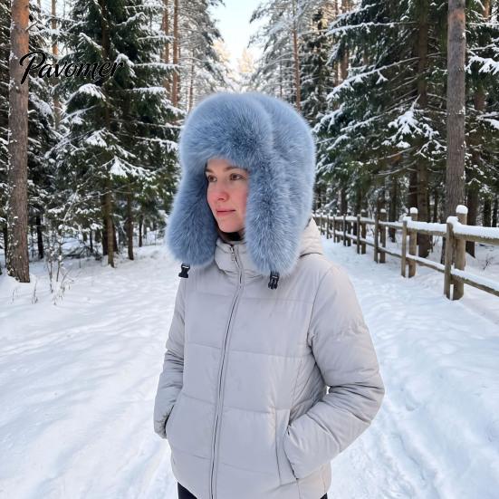 Cozy Outdoor Sports Cap Faux Fur Trapper Hat, Fuzzy Winter Hat with Ear Flaps, Fleece Fashionable Headwear Lined Windproof Ushanka for Women