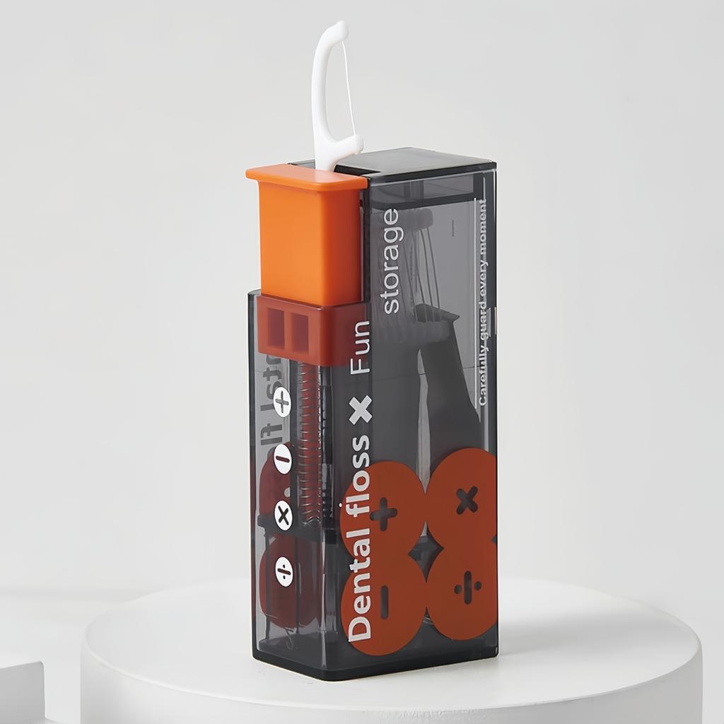 Portable Dental Floss Storage Box Automatic Pop-up Dental Floss Holder for Oral Care Press Type Disposable Dental Floss Stick