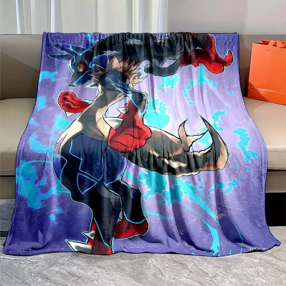 Japanese Anime Pokemon Mega Lucario Flannel Fluffy Soft Blanket Figures Home Sofa Break Blanket Children Blanket Nap Cover Kid