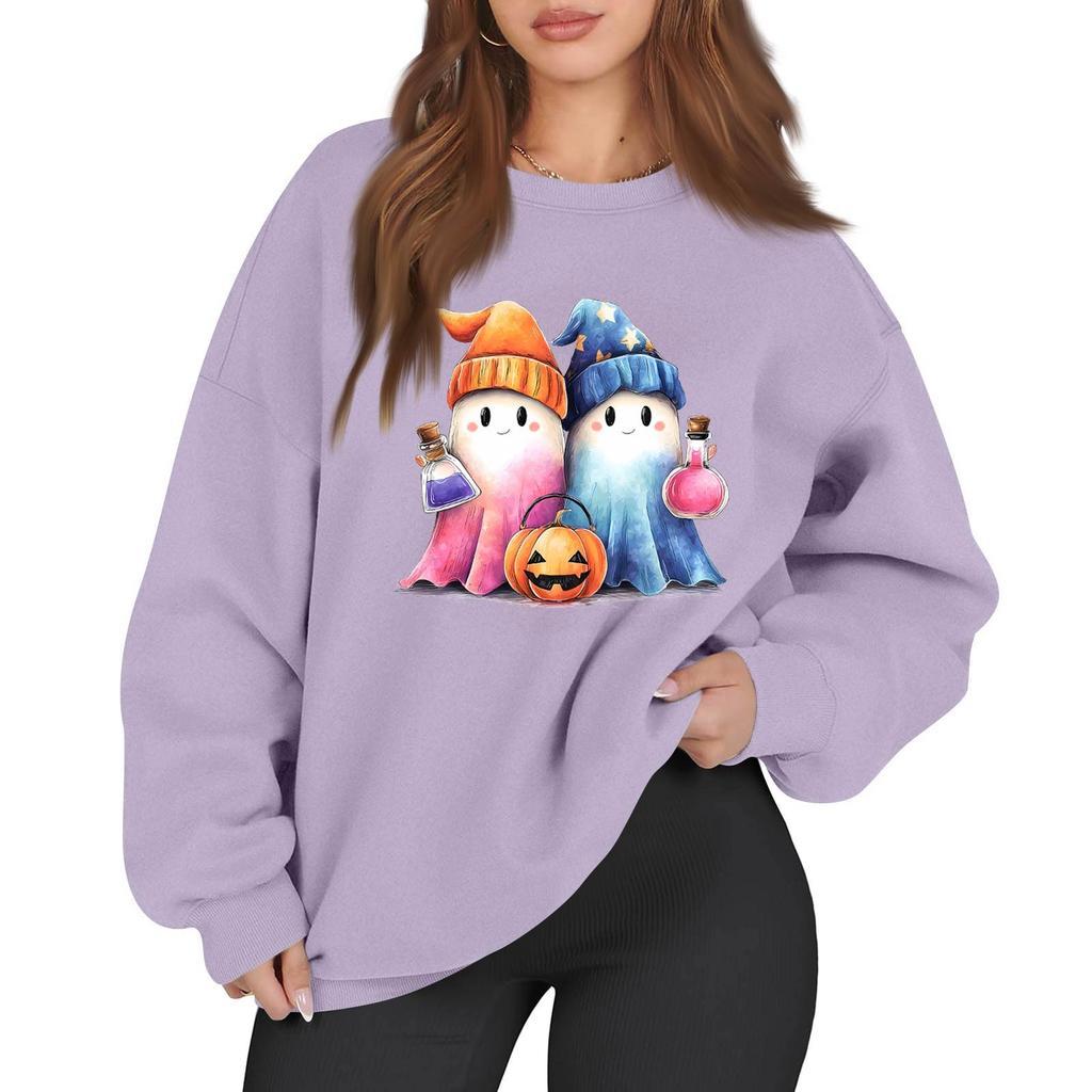 Women's Casual Fashion Long Sleeve Printed Round Neck Sweatshirt Top