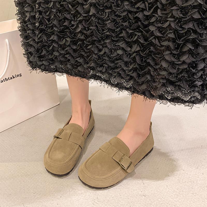 Fashion Aphixta Khaki Classic Flats Shoes Women Cotton Fabric Buckle Loafers Shoes Slip On Woman Flat With Student Footwear