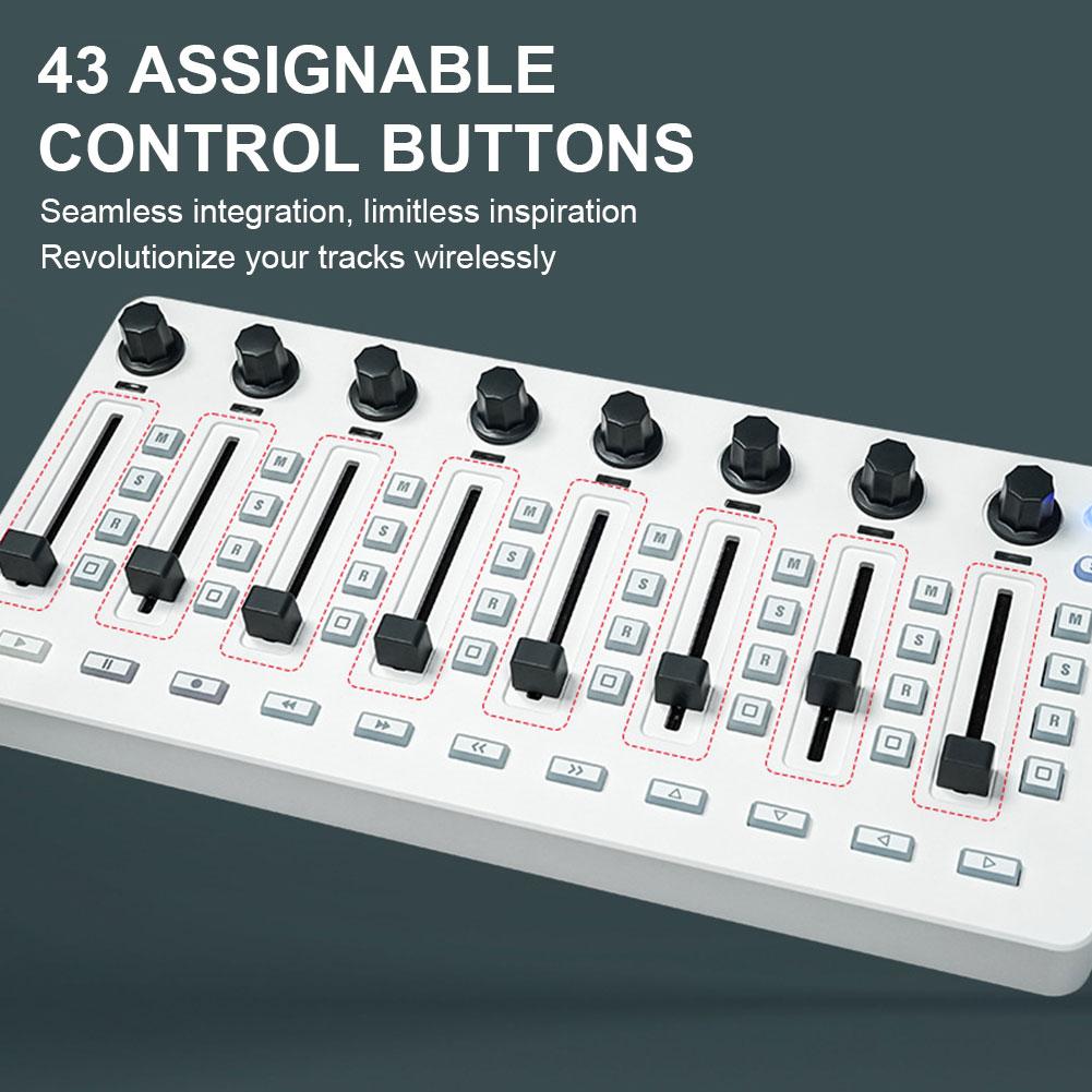 Wireless MIDI Controller BT Connection Mixing Console Wireless Controller W/ 8 Encoder Software Controls for Windows//Ios/Androi