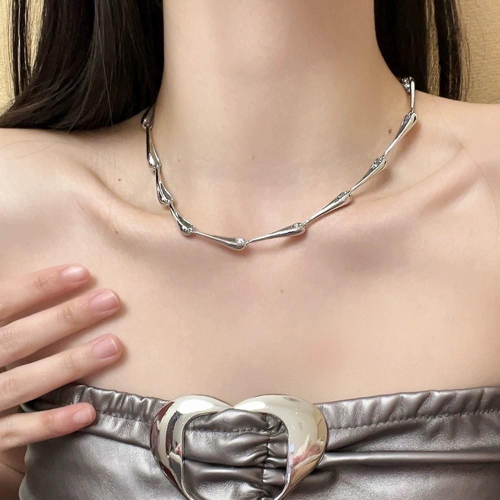 Zinc Zinc Alloy Clavicle Chain Silver Color Snake Bone Chain Creative Punk Necklace Gifts
