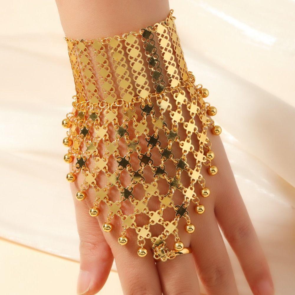 Multi Layer Golden Tassels Bracelet Thai Hollow Geometric Bracelet Cultural Events
