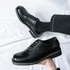 Fashion Retro Black Thick Bottom Large Head Men's Shoes Wedding Business Casual Lace Up Loafers Round Toe Leather Shoes for Men