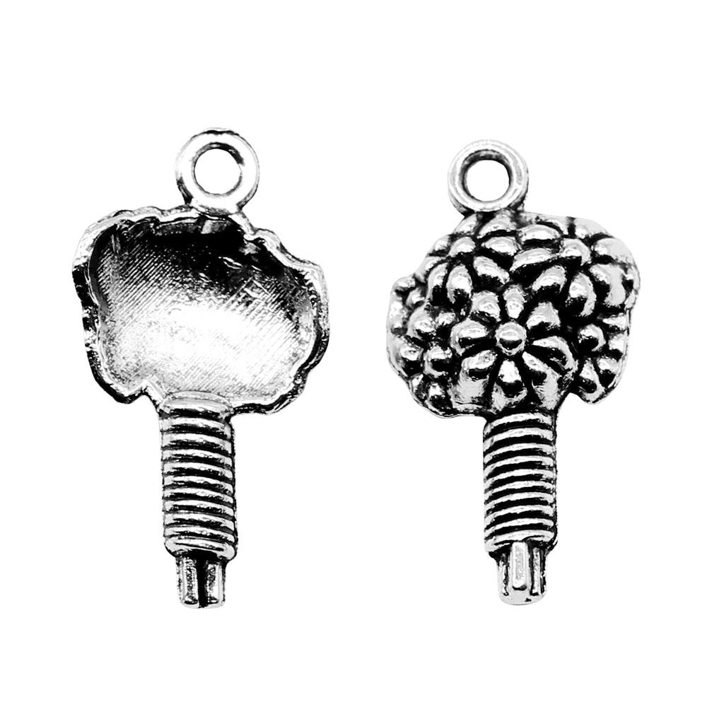 

20шт Цветы Шармы Шармы Античное серебро Цвет Цинковый сплав 22X11mm