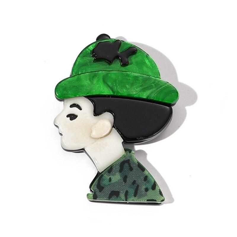 Blucome Acrylic Film Actor Lady Brooches For Women Beauty Elegant Hepburn Girl Figure Party Office Brooch Pin Gifts