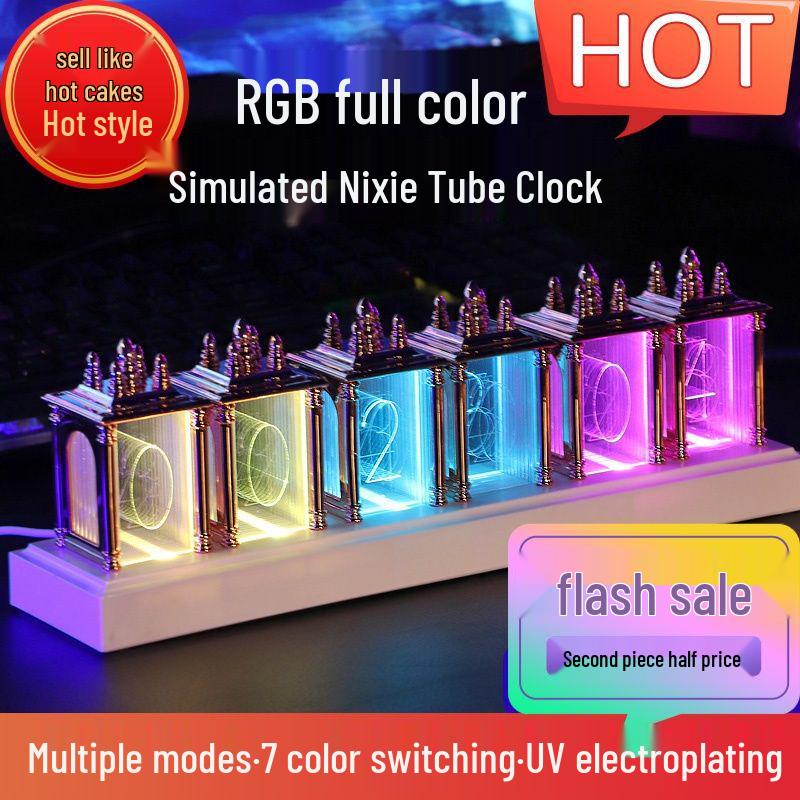 RGB Glow Tube Esports Desktop Clock - DIY Artistic Ornament and Gift