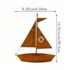 Rustic Sailboat Flower Pot Vintage Nautical Wrought Iron Boat-Shaped Planter Rust-Proof Weather-Resistant Flower Holder