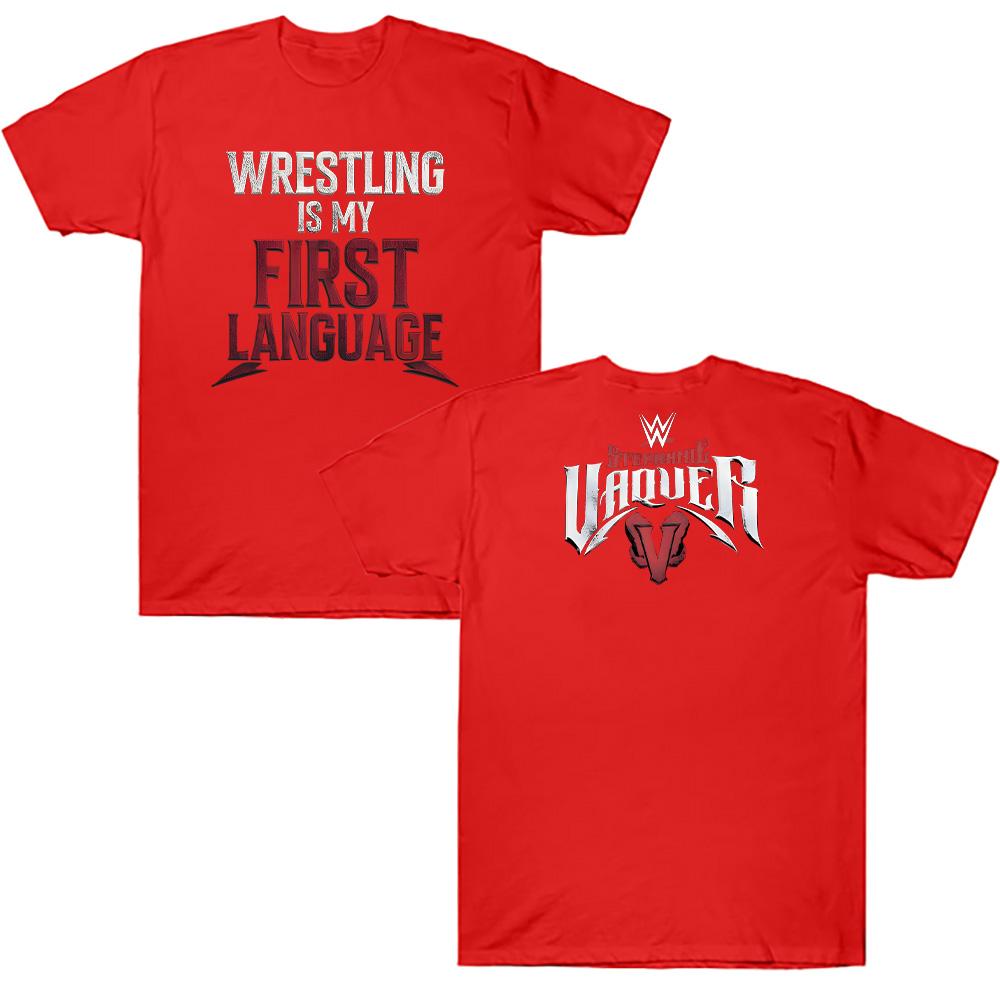 

Мужские футболки Stephanie Vaquer Wrestling Is My First Language Футболки для фанатов Хлопковые топы Мужские Женские Y2K Летние Дышащие футболки с коротким рукавом XXL красный