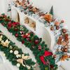 Luxury Flocked Rattan Christmas Wreath with Snowy LED Lights for Fireplace and Staircase Decorations