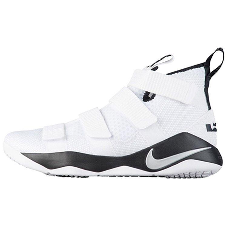 

Nike LeBron Soldier 11 TB Promo белые мужские кроссовки металлик-серебристый-черный 943155-106