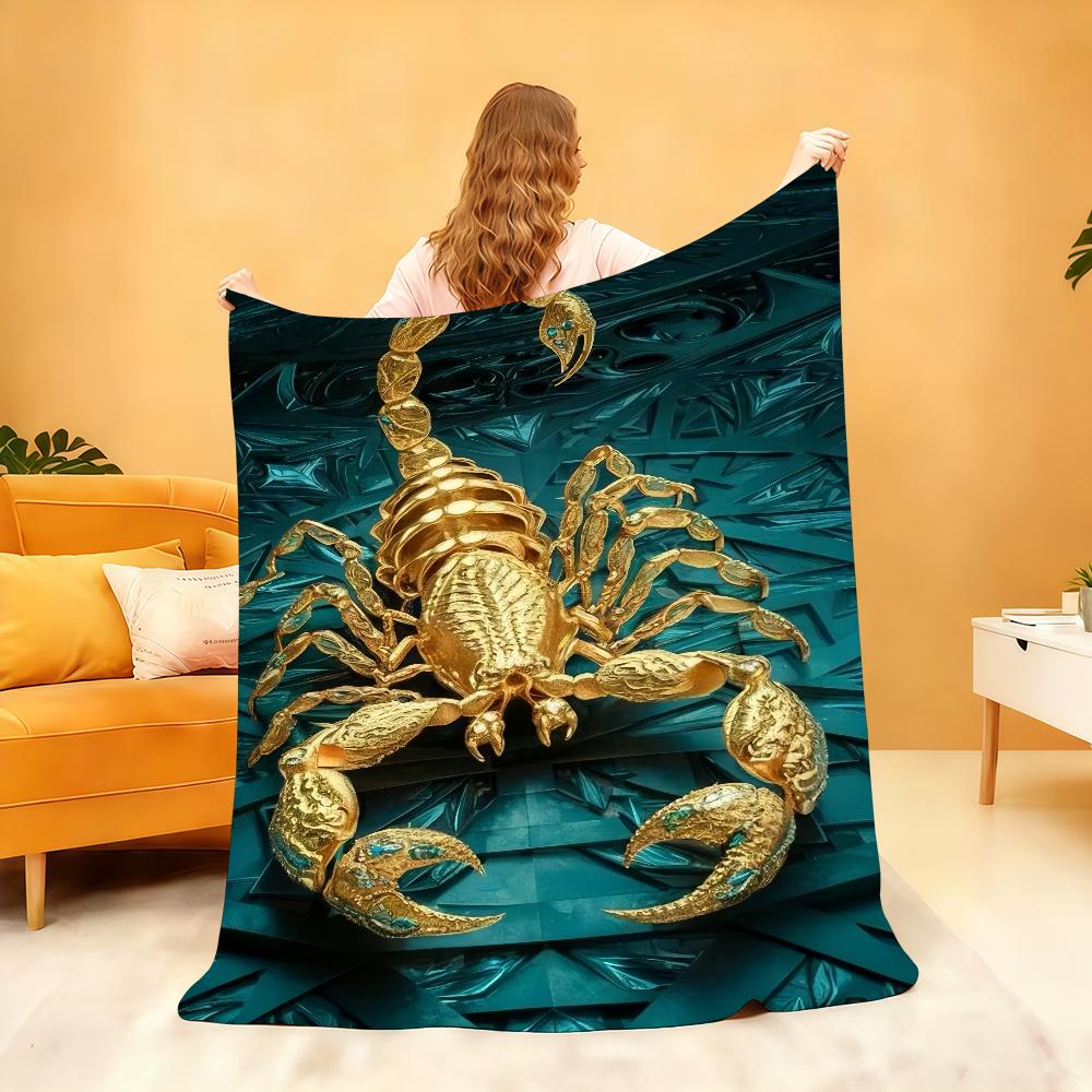 Golden Scorpion Blanket Soft Throw Blanket for Home Bedroom Bed Sofa Picnic Travel Office Rest Cover Blanket Gift