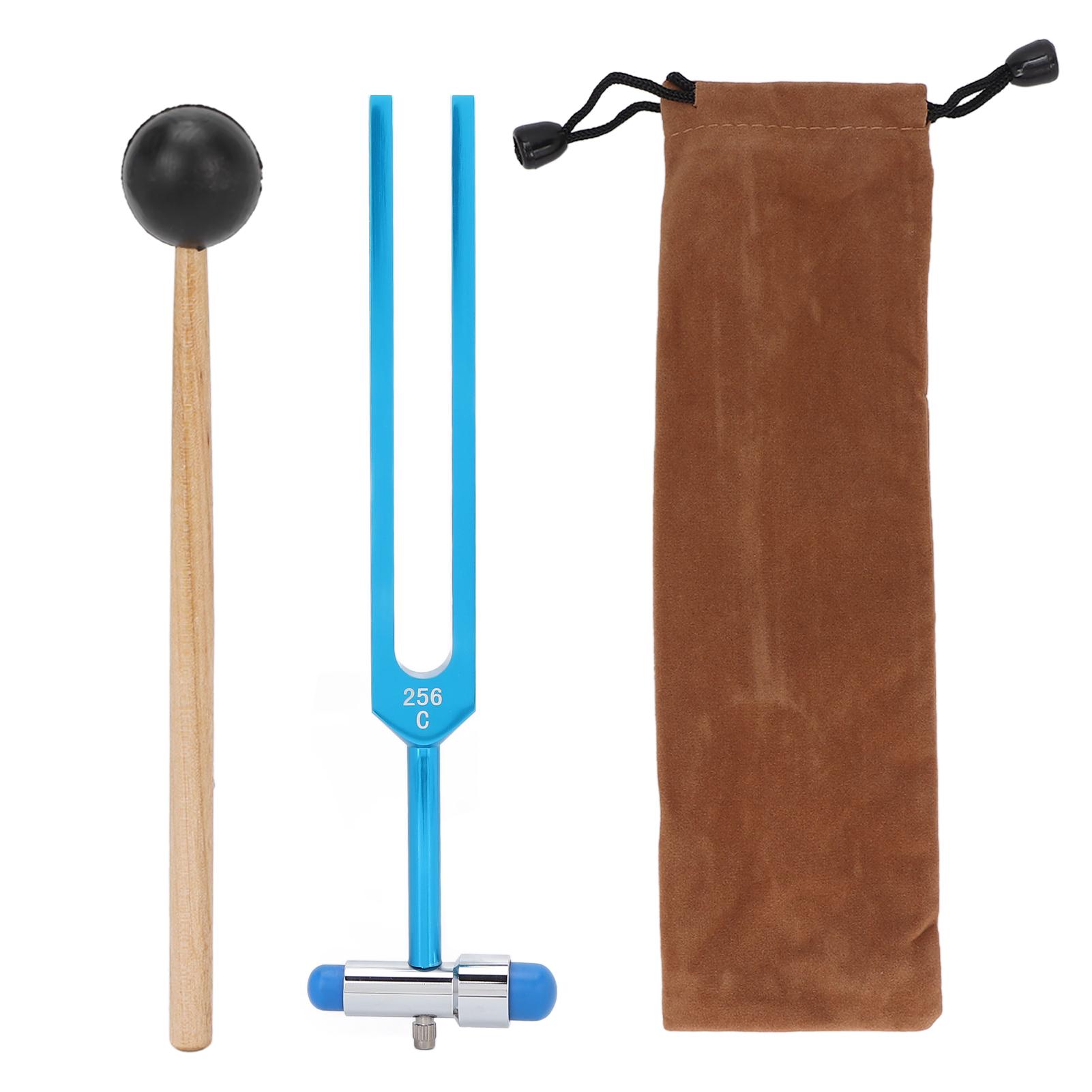 

256C Tuning Fork Aluminum Alloy Stress Relieve Resonant Tuning Virbration Fork with Hammer Storage синий