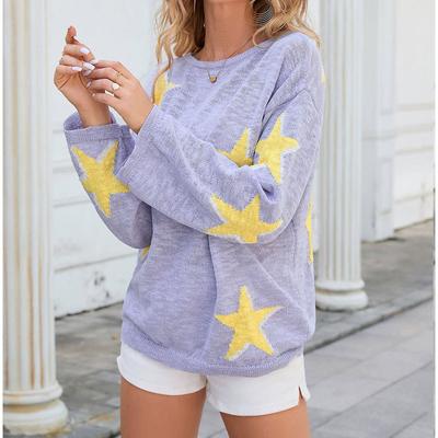 Suéter Casual de Punto de Manga Larga con Estampado para Mujer para Otoño e Invierno