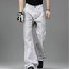 Spring and Autumn new American high street retro washed old tie-dye design jeans men's loose micro-flared pants