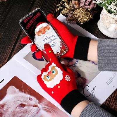 Christmas Warm Knit Gloves Touchscreen Five Finger Winter Gloves for Adults and Kids Soft Thermal Accessory Perfect Holiday Gift