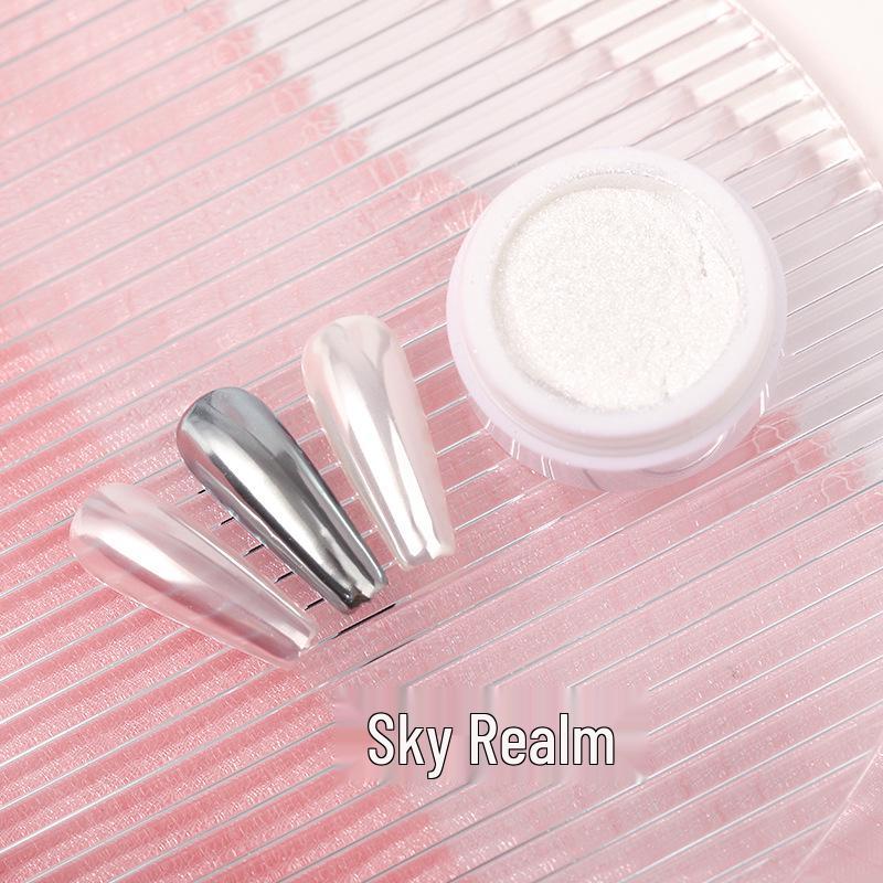 Nail Art Diamond & Pearl Mirror Powder – Iridescent White Moonlight Ice Skin Powder