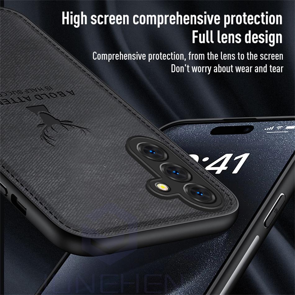 Deer Head Soft Leather Shockproof Case For Samsung Galaxy Note 8 9 S22 S23 S24 Ultra A14 A15 A25 A35 A50 A51 A52 A72 Back Cover