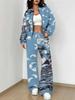 Splicing Autumn and Winter New European and American Fashion Sense Women's Clothing Floral Printing Suit Women