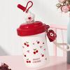 Cute Stainless Steel Straw Mixing Insulated Cup Leak Proof Keep Hot &Cold Vacuum Tumbler with Handle 520ml Milk Coffee Mug
