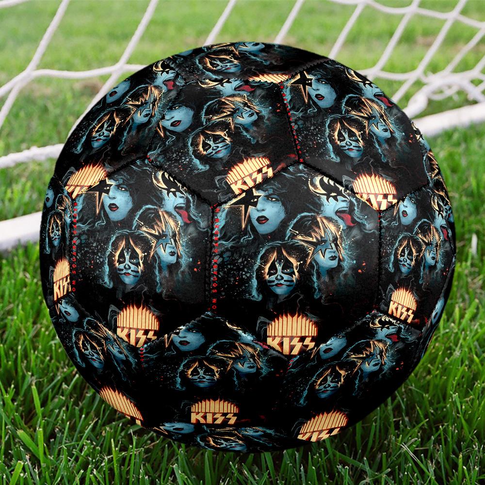 Rock and Roll Print Size 5 Soccer Ball, Standard Match Football for Sports Game and Team Practice, Ideal Gift for Soccer Fans