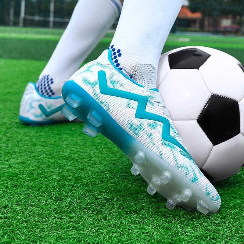 32-45 Football Shoes Men's High-top Football Boots Large Size Long Nails Leather Boys Soccer Shoes