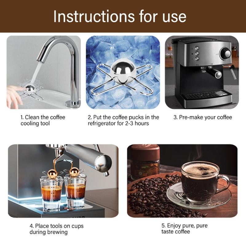 Metal Coffee Ice Maker Cube with Support Cooling Coffee Cube Gold Coffee Ice Cube Metal Texture Ice Coffee Sphere