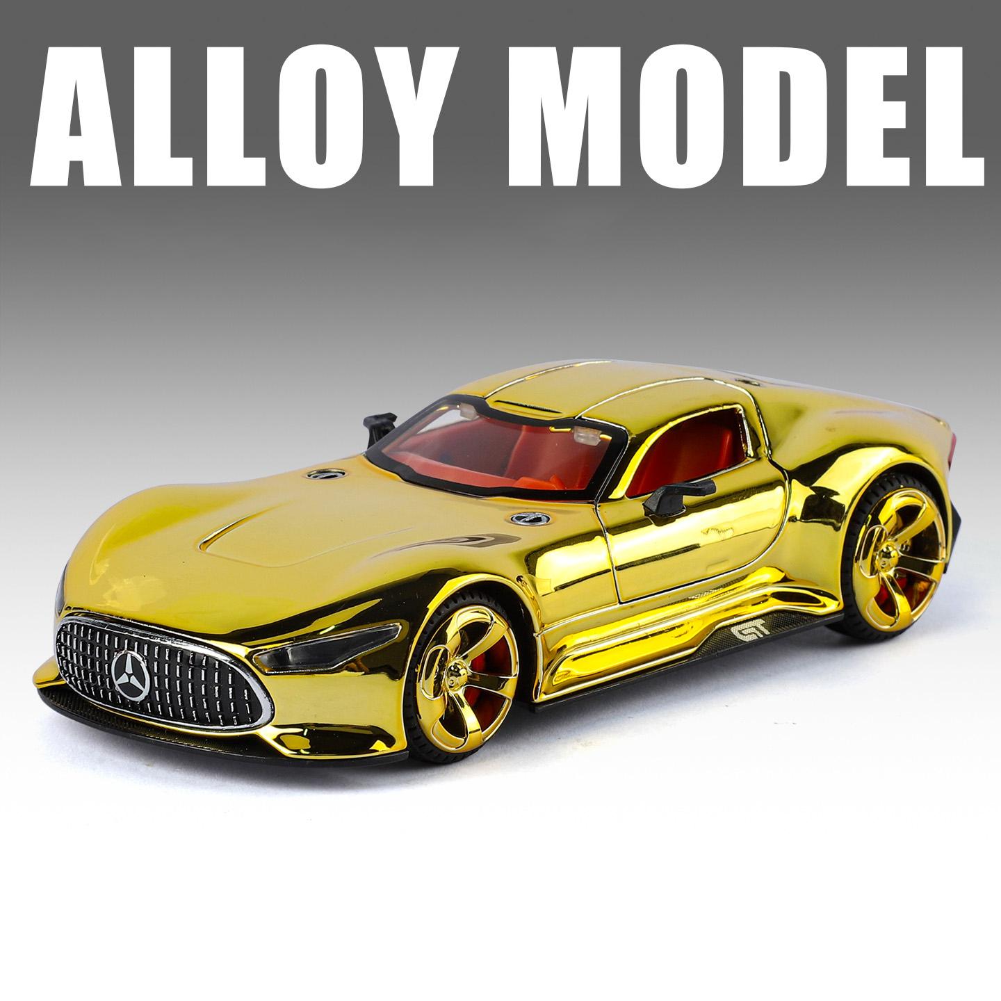 

1:32 Mercedes-Benz GT electroplated alloy sports car model pull back sound and light little boy toy Christmas gift