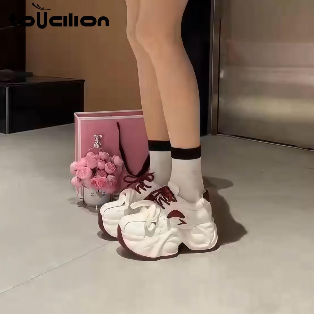 Beliebte Dad-Schuhe Damen ins super fire 10cm dicke Sohle Innenhöhe Muffin kleine weiße Schuhe vielseitige Sportschuhe Freizeitschuhe