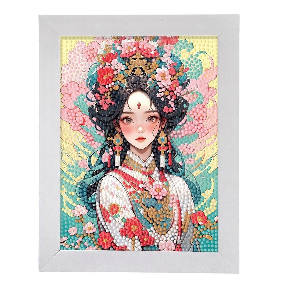 Guochao Style Peking Opera Cartoon Animation Diy Diamond Sticker To Relieve Boredom Hand Paste Light Luxury Living Room Bedroom Decoration Painting