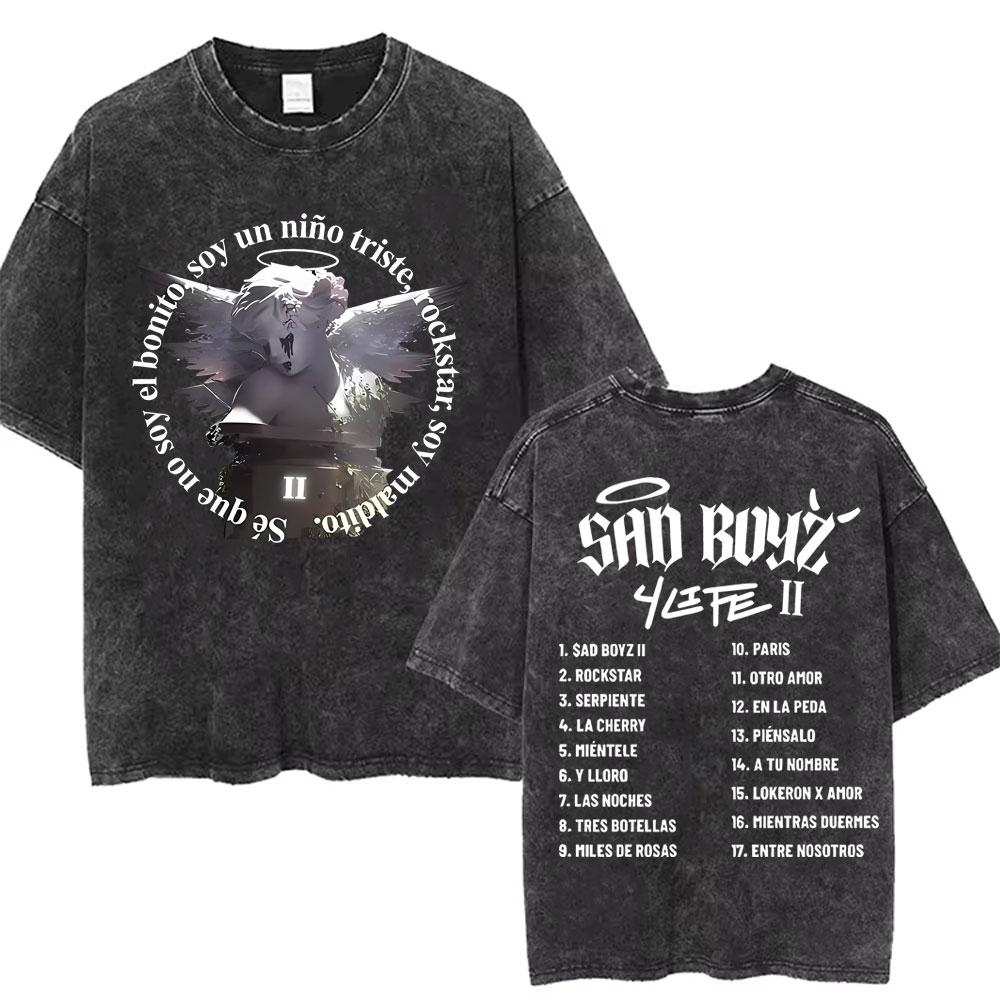 Washed Vintage Junior H Sad Boyz Tour T Shirts Men Women Hip Hop Fashion Tshirt Mens Oversized Crewneck Short Sleeve Tshirts