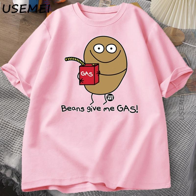

Funny T-shirt Beans Give Me Gas Tee Shirt Fart Humor Tshirt Hilarious Joke Humorous T Shirt Women Men Short Sleeve Clothing XXXL розовый