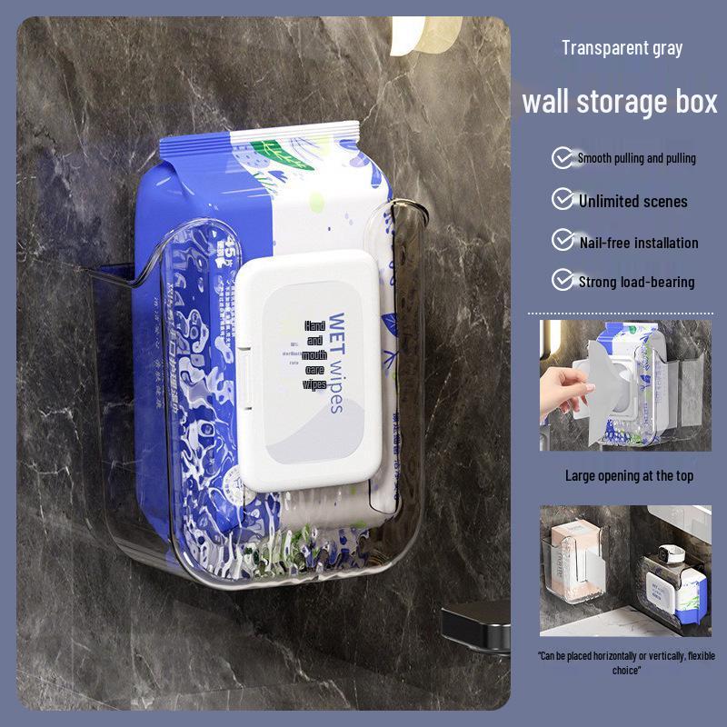 Light Luxury Wall-Mounted Facial Wipes Storage Box - Punch-Free Pull-Out Tissue Organizer OPP Bag