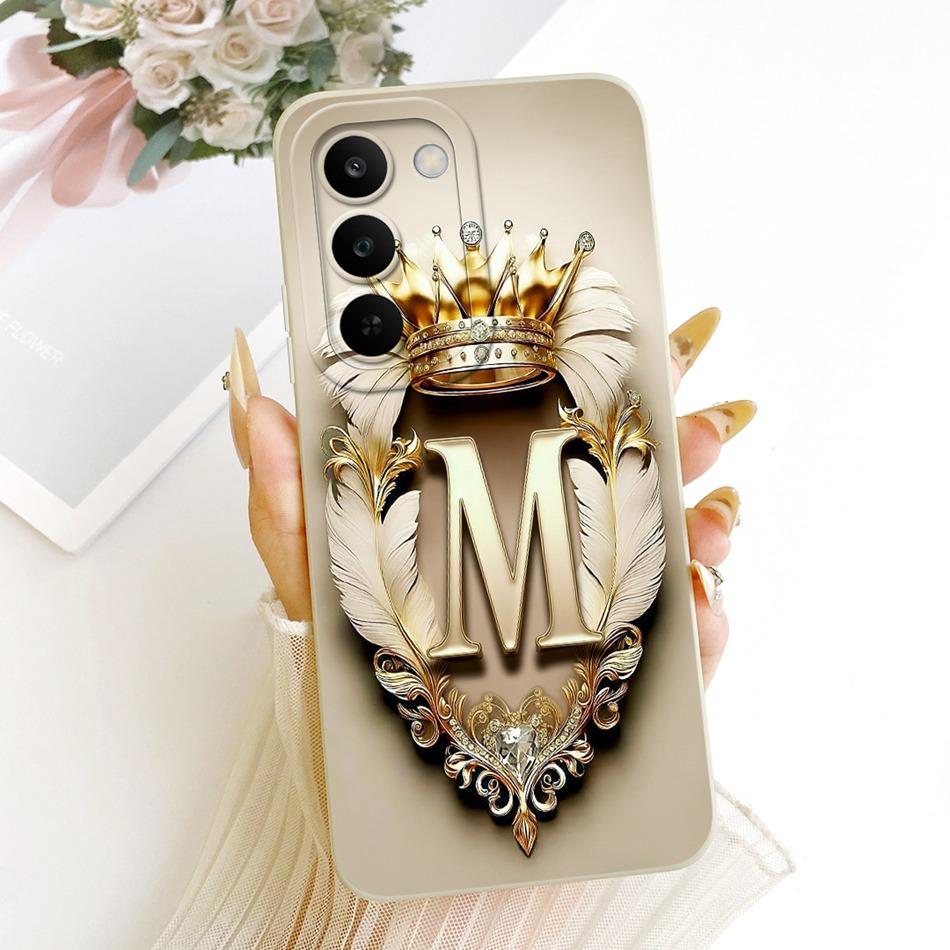 For Realme C83 Feather Crown Initial Letter Phone Case For Realme C83 C 83 5G Soft Silicone Covers Bumpers