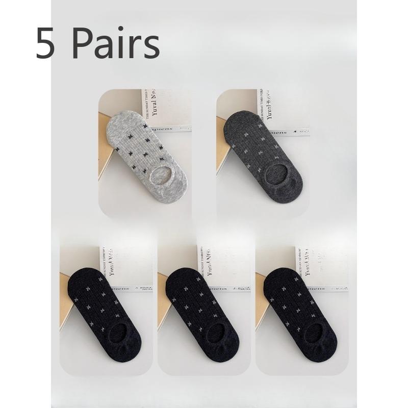 5 Pairs of  Women's Summer Thin Bow Mesh with A Shallow Mouth and Invisible Breathable Boat Socks