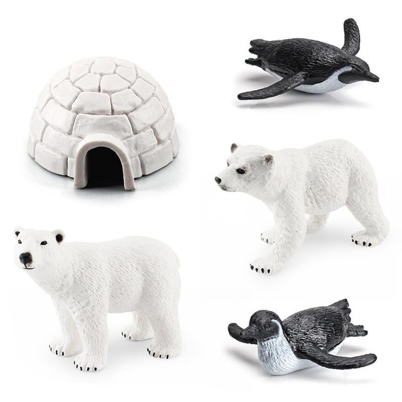 Realistic Arctic Animal Figurine Set With Polar Bear And Penguin For Desk Decoration