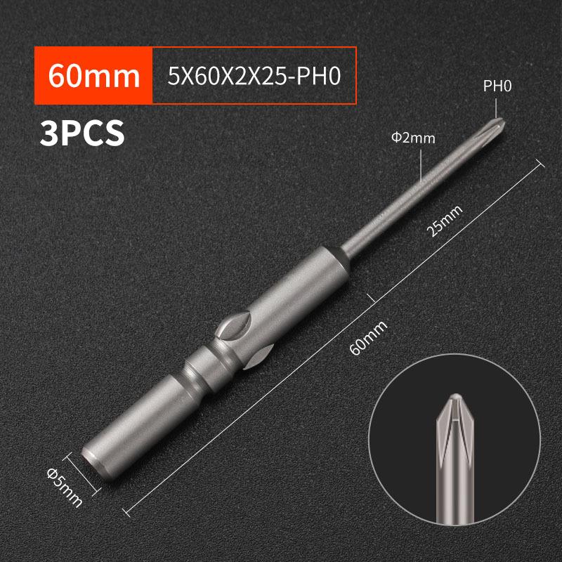 §Length 60mm Screwdriver Bit Multiple Sizes S2 Material Electric Screwdriver Bit No Slipping High Hardness Electric Bit