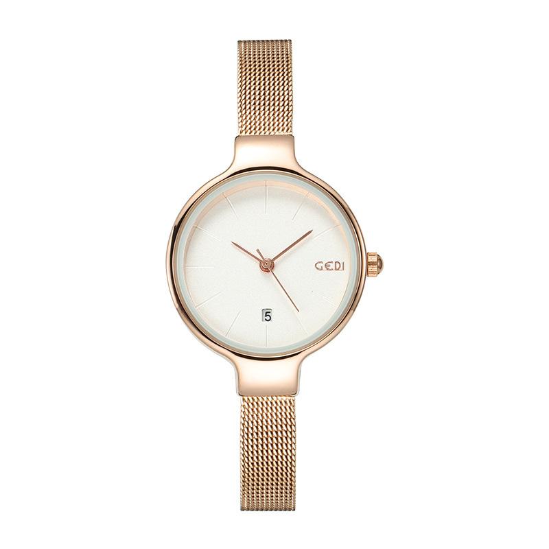 Women'S Japanese Simple Wind Calendar Watch Temperament Light And Small Mesh Belt Watch