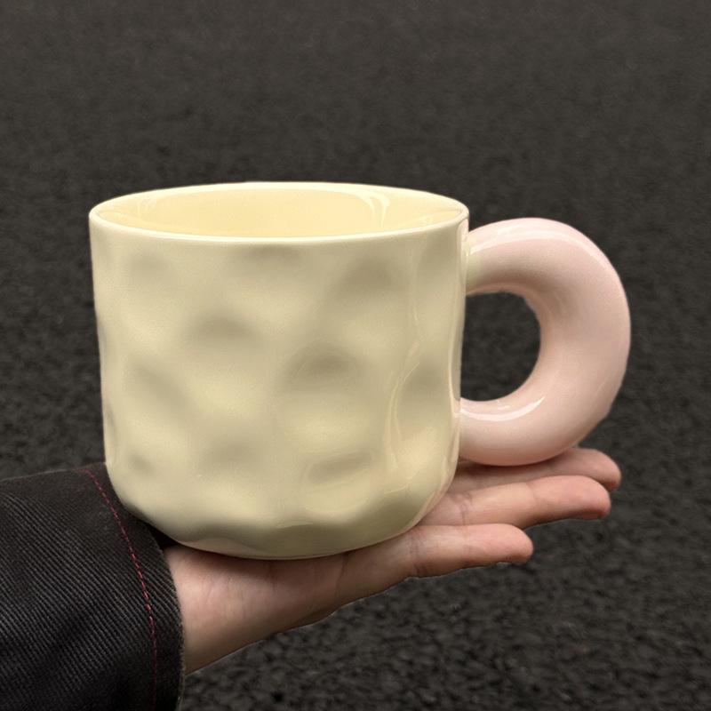 Fufu Contrasting Color Mug with Lid Spoon Birthday Gift for Girls Best Friend Practical Water Cup Ceramic Souvenir