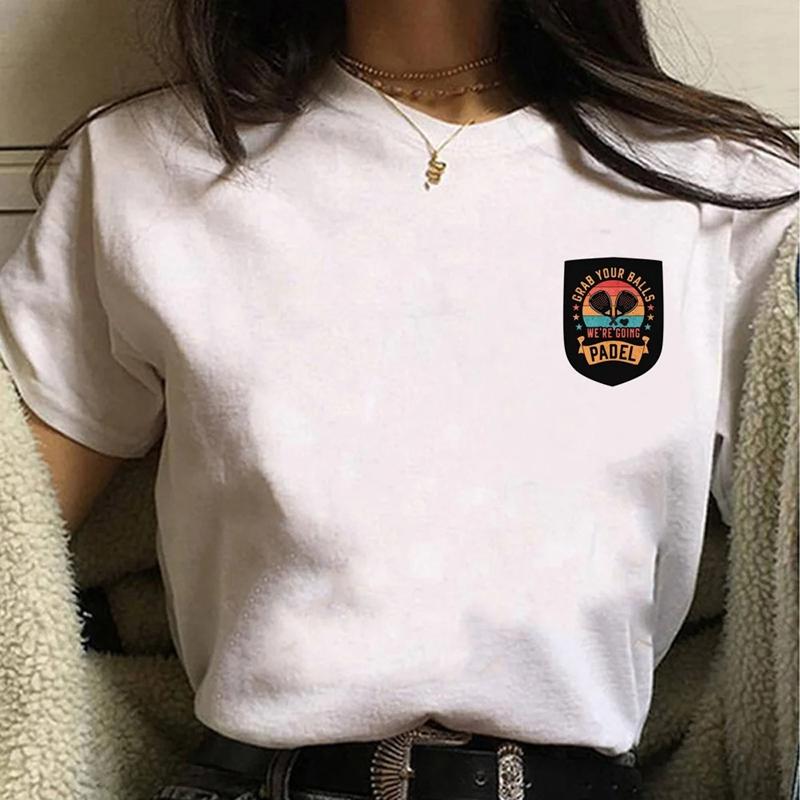 Padel Streetwear Y2k Bílá Móda Dámská Trička Harajuku Vtipné Oblečení Krátký Rukáv Letní Trička Ležérní Dámské Topy O-výstřih